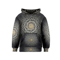 Fractal Mandala Feathers Grey Kids  Pullover Hoodie by Pakrebo