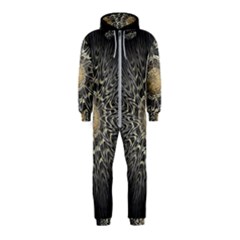 Fractal Mandala Feathers Grey Hooded Jumpsuit (kids) by Pakrebo