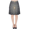 Fractal Mandala Feathers Grey Velvet High Waist Skirt View1