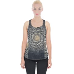 Fractal Mandala Feathers Grey Piece Up Tank Top by Pakrebo