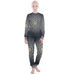 Fractal Mandala Feathers Grey Women s Lounge Set by Pakrebo