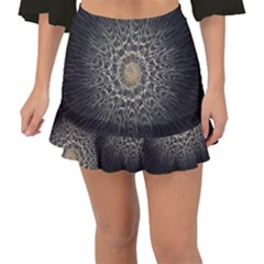 Fractal Mandala Feathers Grey Fishtail Mini Chiffon Skirt by Pakrebo