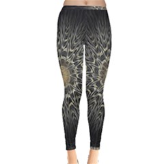 Fractal Mandala Feathers Grey Inside Out Leggings by Pakrebo