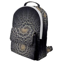 Fractal Mandala Feathers Grey Flap Pocket Backpack (small) by Pakrebo