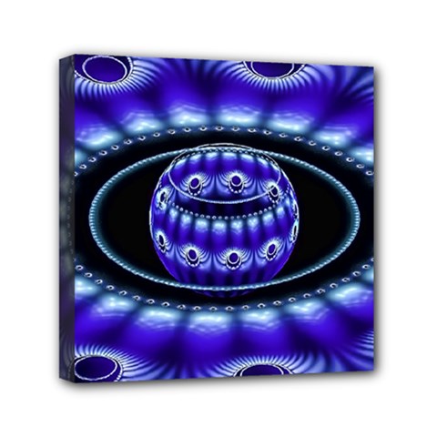 Fractal Blue Sphere 3d Pattern Mini Canvas 6  X 6  (stretched) by Pakrebo