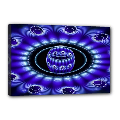 Fractal Blue Sphere 3d Pattern Canvas 18  X 12  (stretched) by Pakrebo