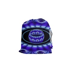 Fractal Blue Sphere 3d Pattern Drawstring Pouch (small) by Pakrebo