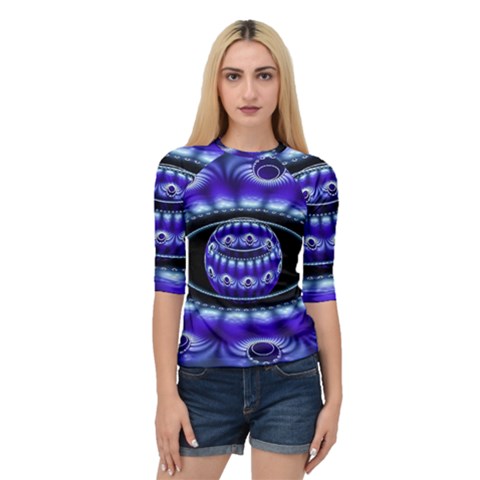 Fractal Blue Sphere 3d Pattern Quarter Sleeve Raglan Tee by Pakrebo