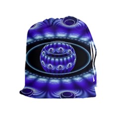 Fractal Blue Sphere 3d Pattern Drawstring Pouch (xl) by Pakrebo