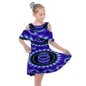 Fractal Blue Sphere 3d Pattern Kids  Shoulder Cutout Chiffon Dress View1