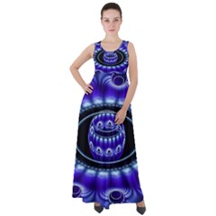 Fractal Blue Sphere 3d Pattern Empire Waist Velour Maxi Dress