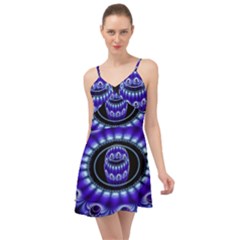 Fractal Blue Sphere 3d Pattern Summer Time Chiffon Dress