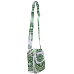 Fractal Mandala Green Purple Shoulder Strap Belt Bag