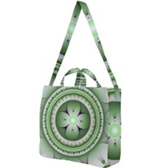 Fractal Mandala Green Purple Square Shoulder Tote Bag by Pakrebo