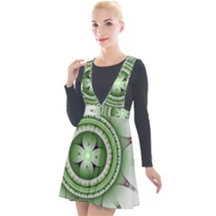 Fractal Mandala Green Purple Plunge Pinafore Velour Dress