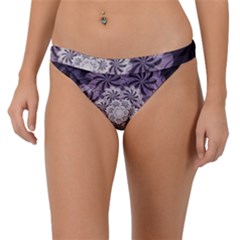 Fractal Floral Striped Lavender Band Bikini Bottom by Pakrebo