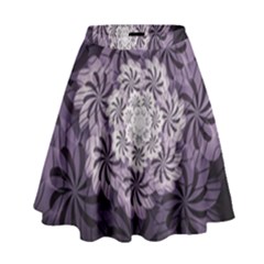 Fractal Floral Striped Lavender High Waist Skirt by Pakrebo