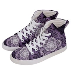 Fractal Floral Striped Lavender Men s Hi-top Skate Sneakers by Pakrebo