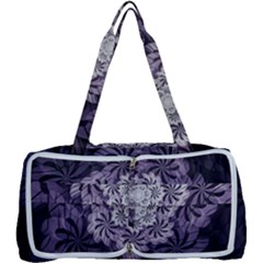 Fractal Floral Striped Lavender Multi Function Bag by Pakrebo