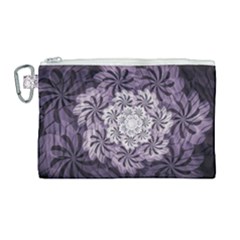 Fractal Floral Striped Lavender Canvas Cosmetic Bag (large) by Pakrebo