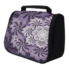 Fractal Floral Striped Lavender Full Print Travel Pouch (small) by Pakrebo