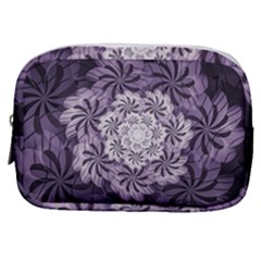 Fractal Floral Striped Lavender Make Up Pouch (small) by Pakrebo