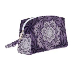 Fractal Floral Striped Lavender Wristlet Pouch Bag (medium) by Pakrebo