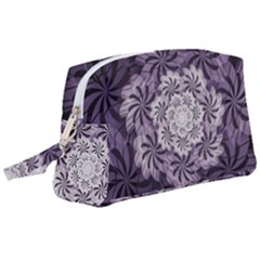 Fractal Floral Striped Lavender Wristlet Pouch Bag (large) by Pakrebo