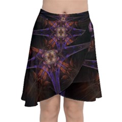 Fractal Cross Blue Geometric Chiffon Wrap Front Skirt