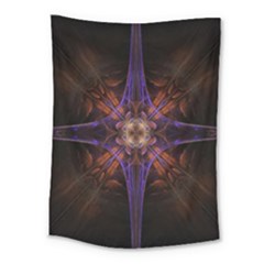 Fractal Cross Blue Geometric Medium Tapestry