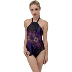 Fractal Cross Blue Geometric Go with the Flow One Piece Swimsuit