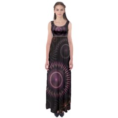 Fractal Gears Steampunk Gearwheel Empire Waist Maxi Dress by Pakrebo