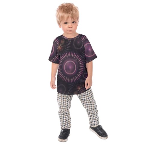 Fractal Gears Steampunk Gearwheel Kids  Raglan Tee by Pakrebo