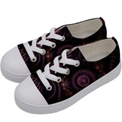 Fractal Gears Steampunk Gearwheel Kids  Low Top Canvas Sneakers by Pakrebo