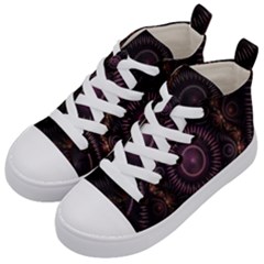 Fractal Gears Steampunk Gearwheel Kids  Mid-top Canvas Sneakers by Pakrebo