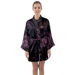 Fractal Gears Steampunk Gearwheel Long Sleeve Kimono Robe by Pakrebo