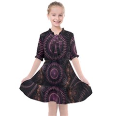 Fractal Gears Steampunk Gearwheel Kids  All Frills Chiffon Dress by Pakrebo