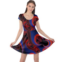 Fractal Abstract Pattern Circles Cap Sleeve Dress by Pakrebo