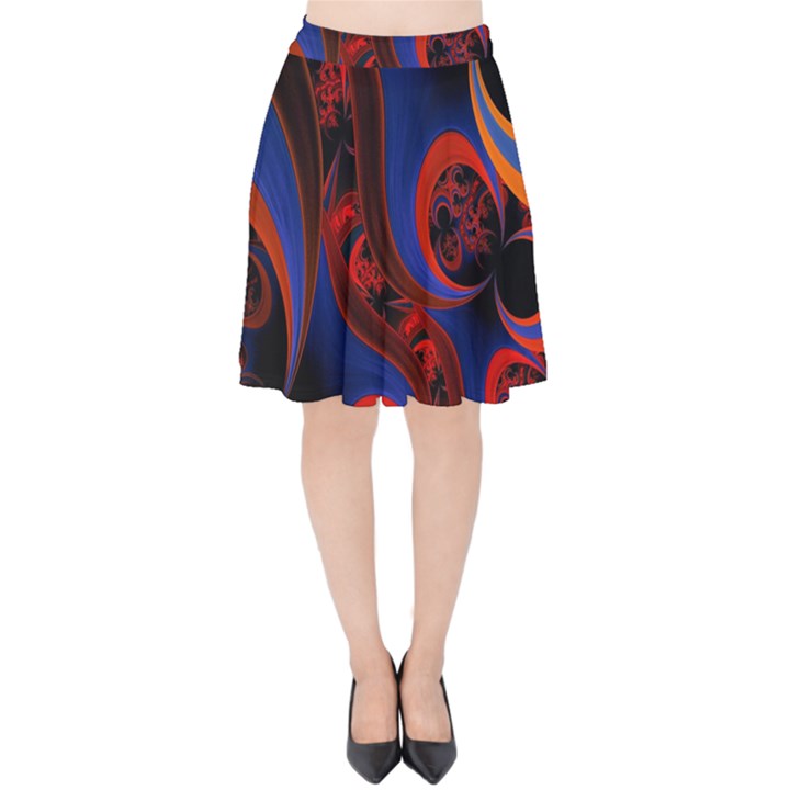 Fractal Abstract Pattern Circles Velvet High Waist Skirt