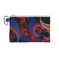 Fractal Abstract Pattern Circles Canvas Cosmetic Bag (medium) by Pakrebo