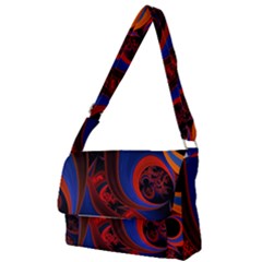 Fractal Abstract Pattern Circles Full Print Messenger Bag by Pakrebo