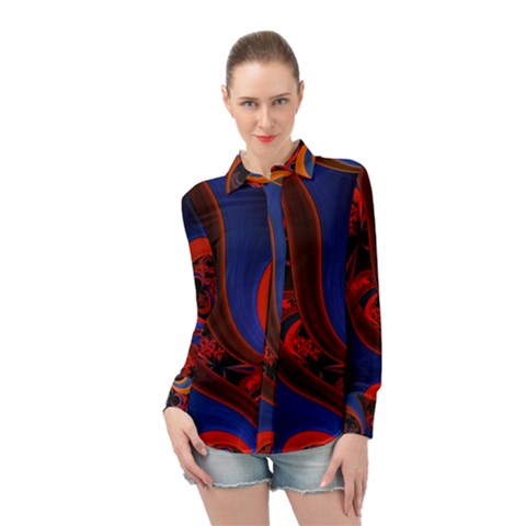 Fractal Abstract Pattern Circles Long Sleeve Chiffon Shirt by Pakrebo