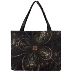 Fractal Gold Green Flower Bloom Mini Tote Bag by Pakrebo