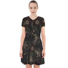 Fractal Gold Green Flower Bloom Adorable In Chiffon Dress by Pakrebo