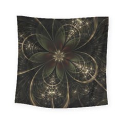 Fractal Gold Green Flower Bloom Square Tapestry (small) by Pakrebo