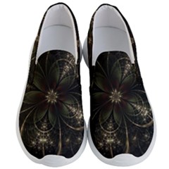 Fractal Gold Green Flower Bloom Men s Lightweight Slip Ons by Pakrebo