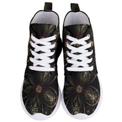 Fractal Gold Green Flower Bloom Women s Lightweight High Top Sneakers by Pakrebo