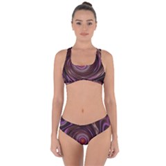 Fractal Waves Pattern Design Criss Cross Bikini Set