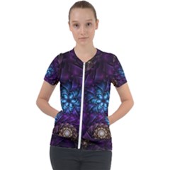 Geometry Fractal Colorful Geometric Short Sleeve Zip Up Jacket