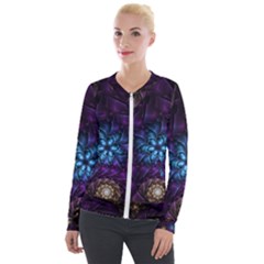 Geometry Fractal Colorful Geometric Velour Zip Up Jacket